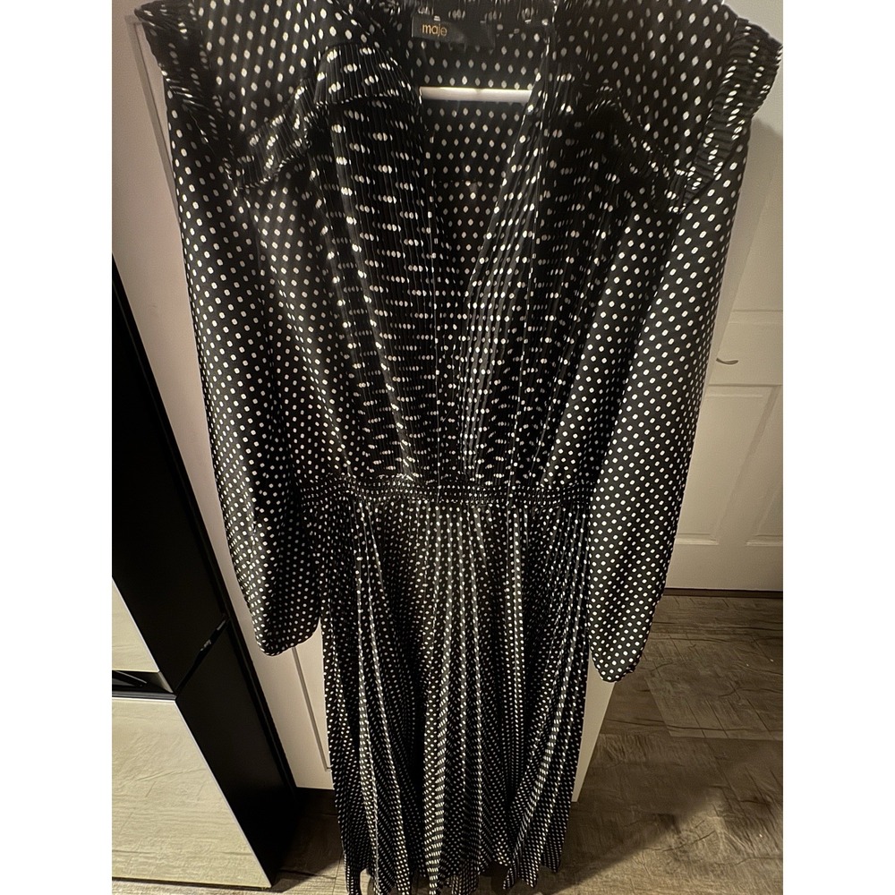 Maje Riplettita Dress Polka Dot Black White Size‎ 40 - Picture 7 of 10